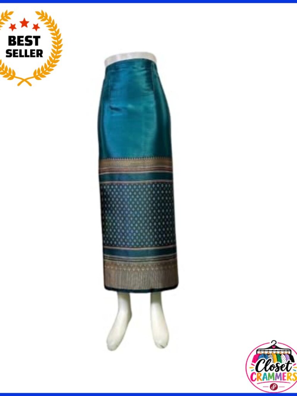 Traditional Thai Wrap Skirt Adjustable Free Size Synthetic Silk Women's - Picture 4 of 6